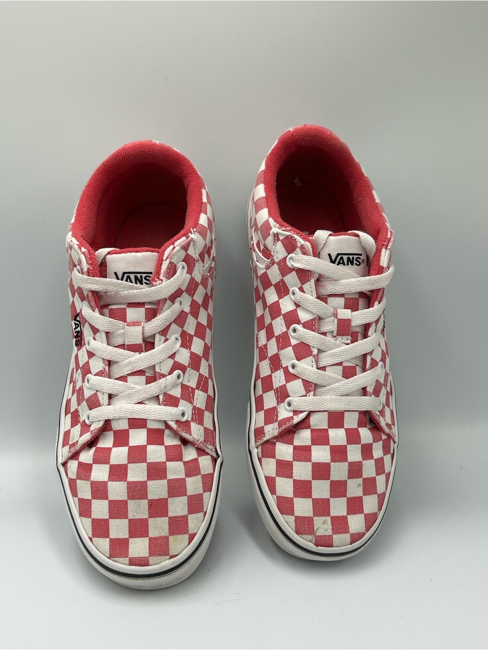 Vans Pink Checkerboard Lace-Up Sneakers in Pink
